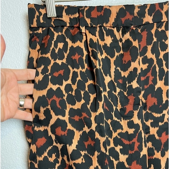 J.Crew Leopard Print Pants Size 4 High Rise Elastic Waist - Picture 7 of 11